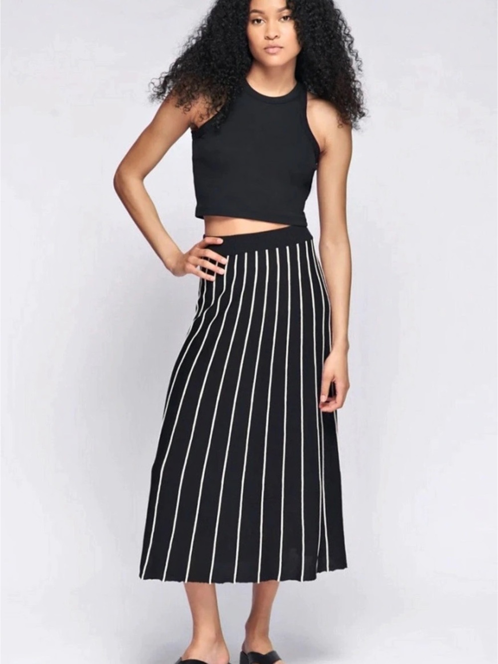 KOTN Striped Fine Knit Midi Skirt